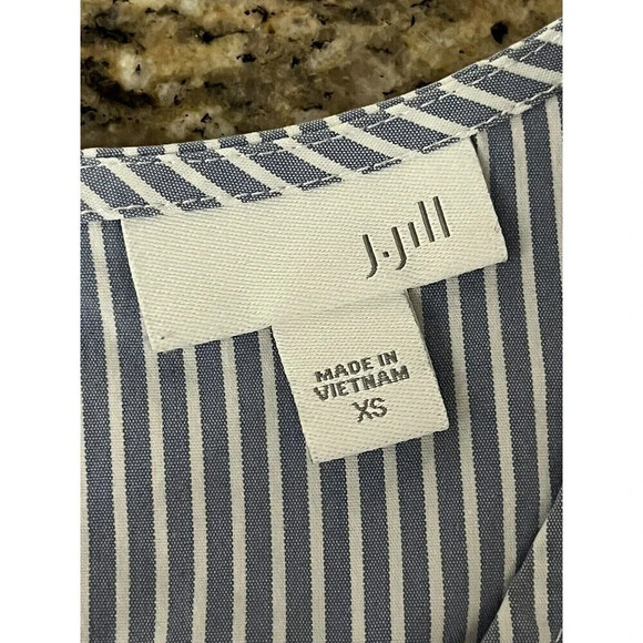 J Jill Womens Blue White Striped Boxy Lightweight Beach XS Modest 3/4 Sleeve - Picture 8 of 9